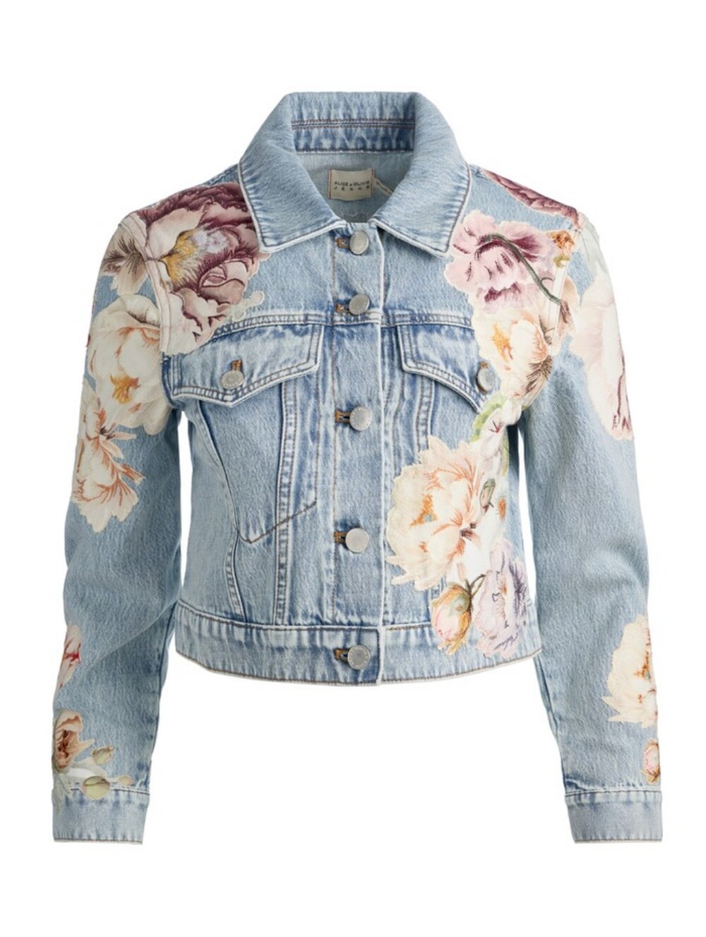 Alice + Olivia CHLOE EMBROIDERED DENIM JACKET - Picture 6 of 14
